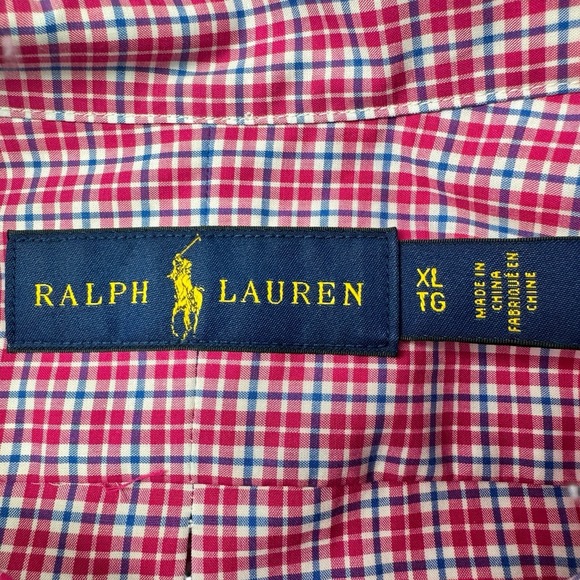 Ralph Lauren Red Blue White Check Button Down Performance Cotton Shirt XL NWT - Picture 5 of 9